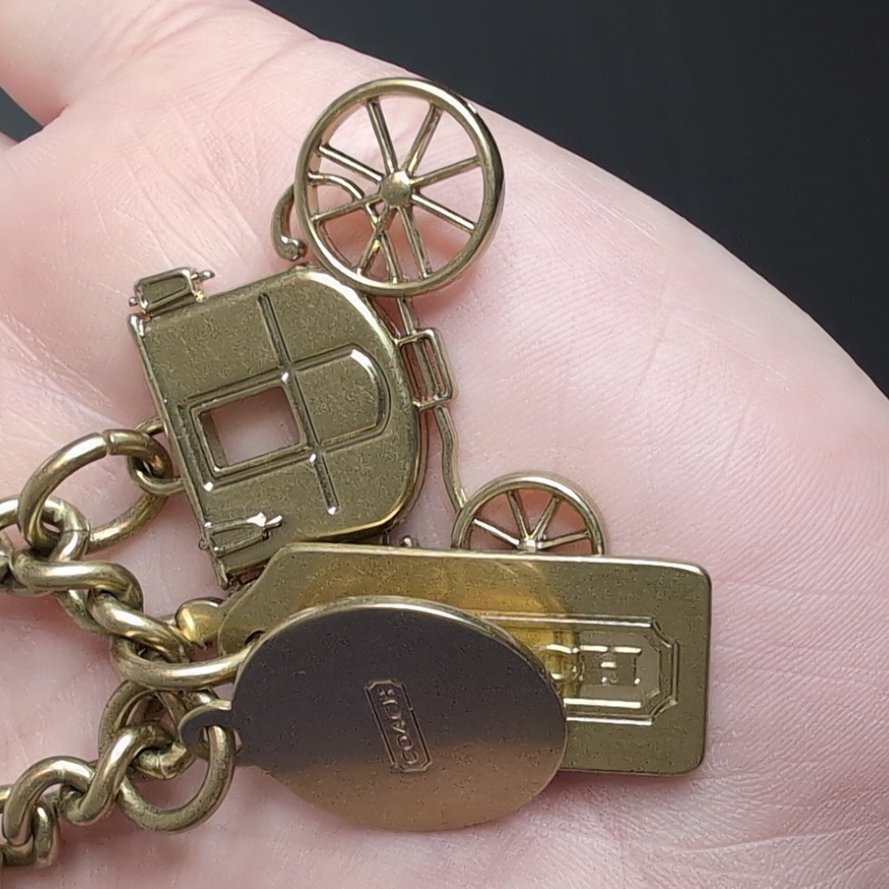 Coach Gold Tone Carriage Charm Bracelet - Picture 8 of 10